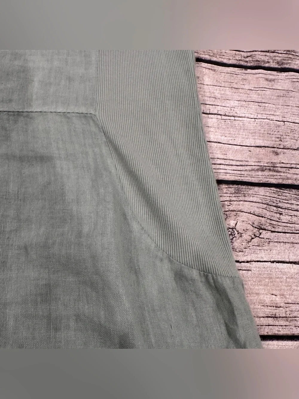Lungo L’Arno Sleeveless Linen Blend Mini Dress Textured Neckline in Sage Green L - Picture 8 of 9